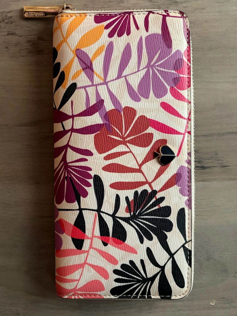 kate spade Multicolor Leaf & Floral Zip-Around Wallet